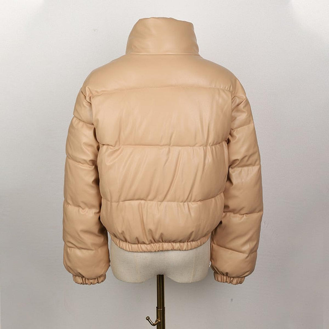 Drune | Damen Leder Pufferjacke mit Taschen