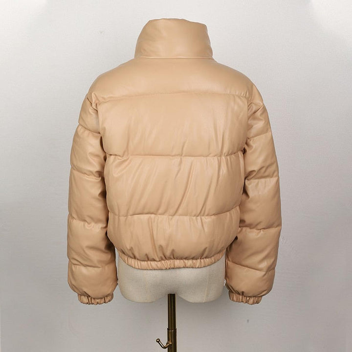 Drune | Damen Leder Pufferjacke mit Taschen