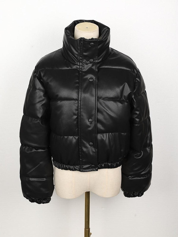 Drune | Damen Leder Pufferjacke mit Taschen