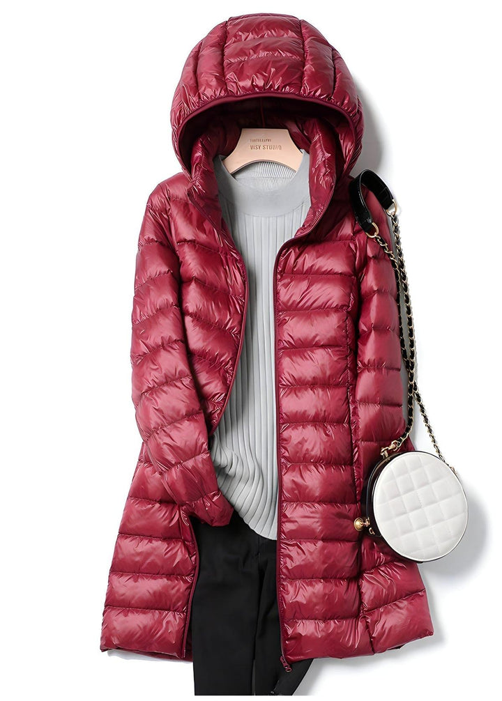 Drune | Damen Lang Downjacke mit Abnehmbarer Kapuze