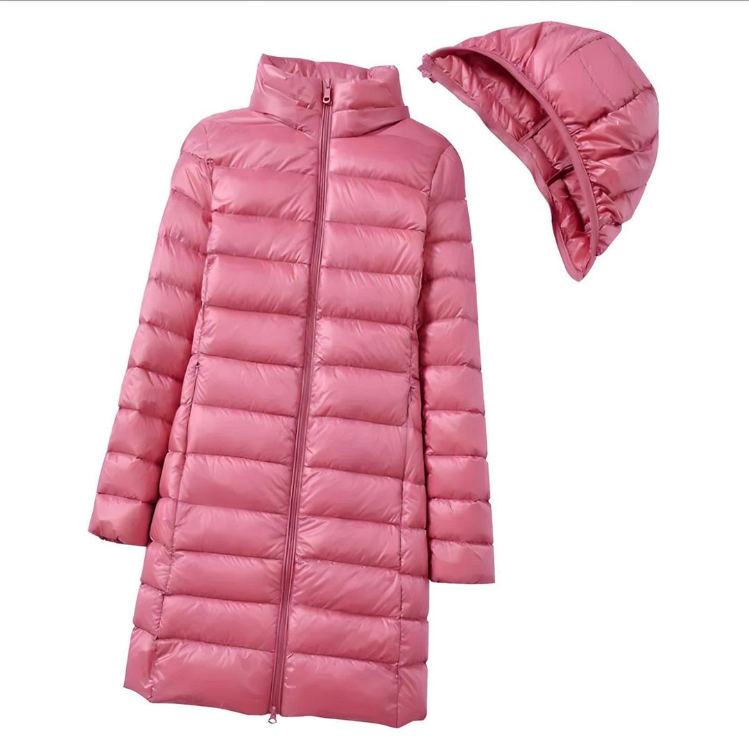 Drune | Damen Lang Downjacke mit Abnehmbarer Kapuze