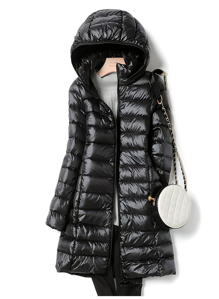 Drune | Damen Lang Downjacke mit Abnehmbarer Kapuze