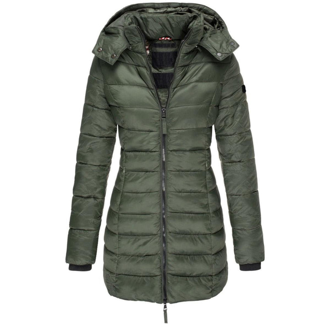 Drune | Damen Lange Winter Parka Jacke mit Kapuze und Daunenfüllung