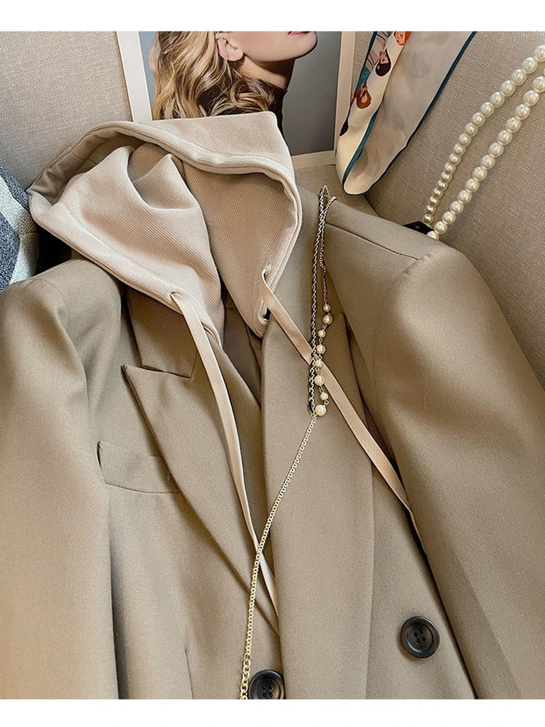 Drune | Damen Übergröße Kapuzenblazer
