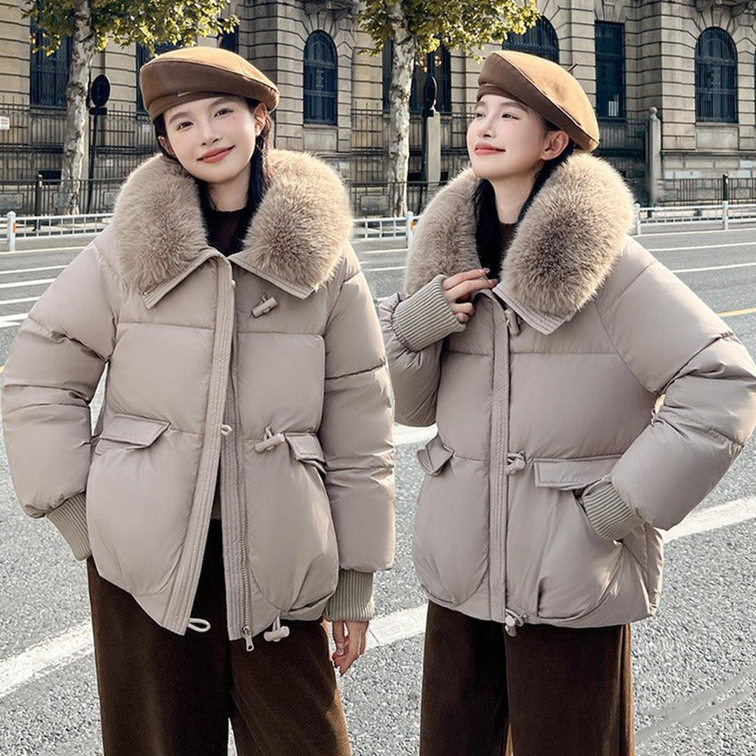 Drune | Damen Übergröße Puffer Wintermantel mit Pelzkragen