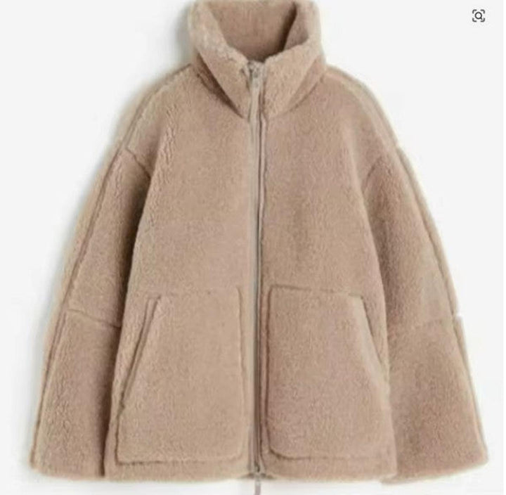 Drune | Damen Übergröße Wolljacke mit Stehkragen