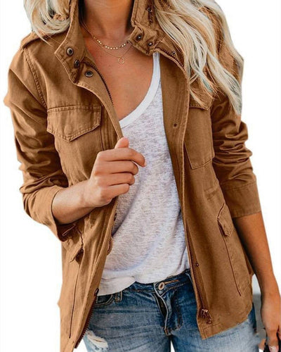 Drune | Damen Regular Fit Utility Jacke mit Taschen