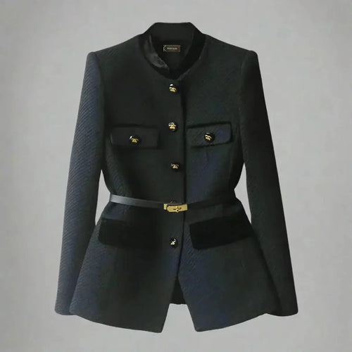 Drune | Damen Maßgeschneiderter Wollmantel mit Gürtel
