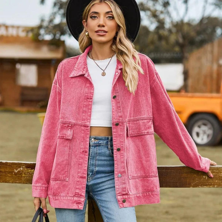 Drune | Damen Zeitlose Denimjacke Slim Fit Baumwollmischung