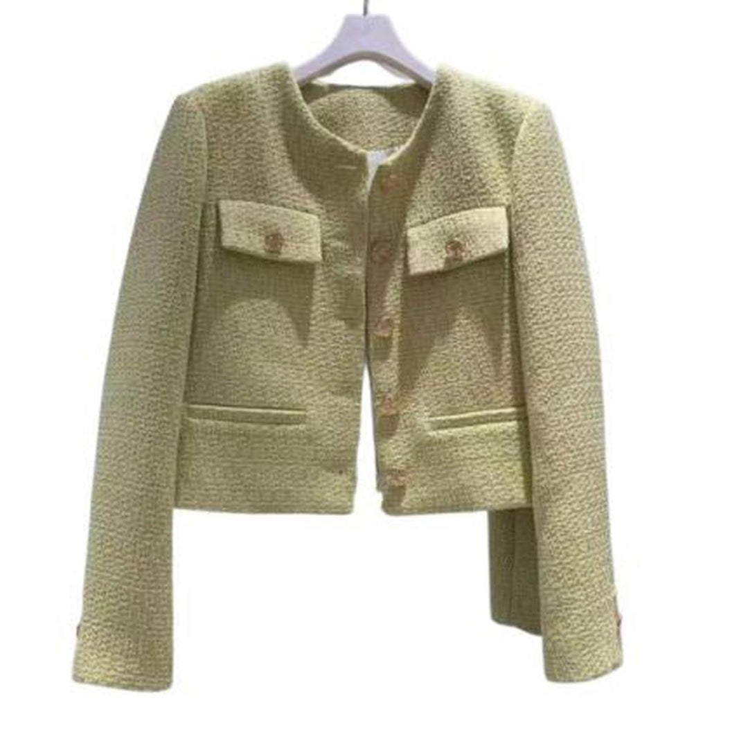 Drune | Damen Tweed Jacke mit Rundhalsausschnitt und Knopf Leiste