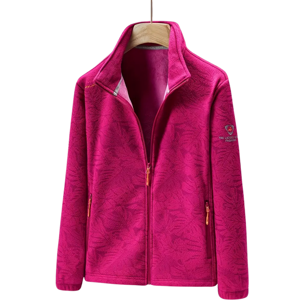 Drune | Damen Winddichte Fleecejacke mit Botanischem Druck Für Herbst und Winter