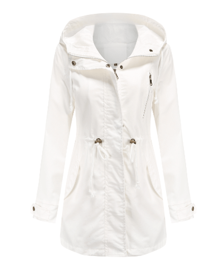 Drune | Damen Winddichte Jacke mit Verstellbarer Kapuze und Taschen
