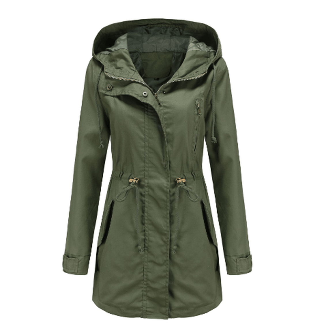 Drune | Damen Winddichte Jacke mit Verstellbarer Kapuze und Taschen