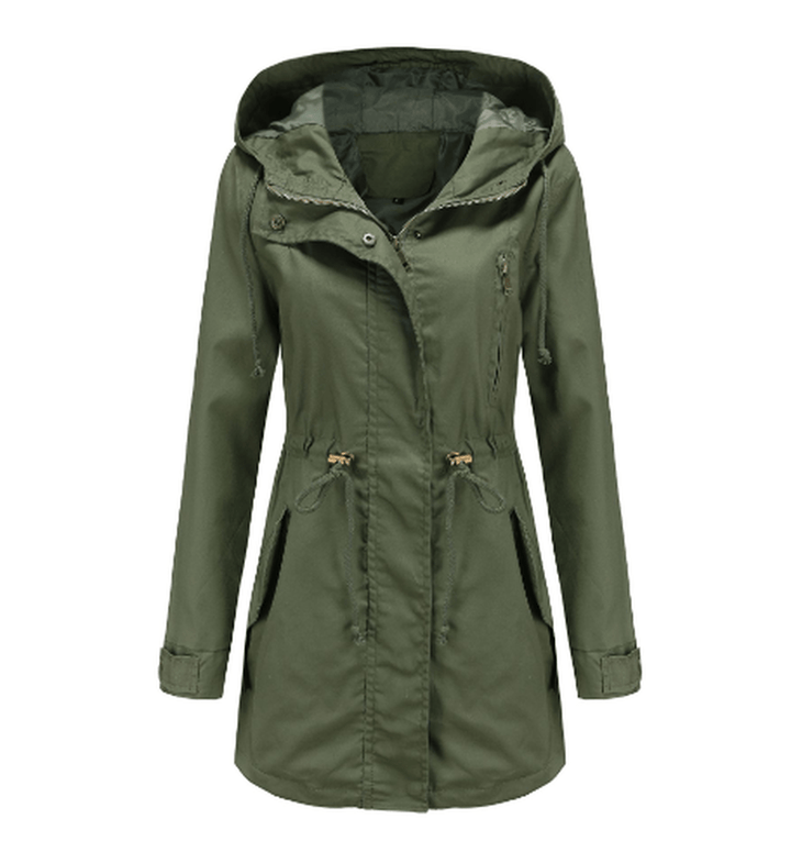 Drune | Damen Winddichte Jacke mit Verstellbarer Kapuze und Taschen