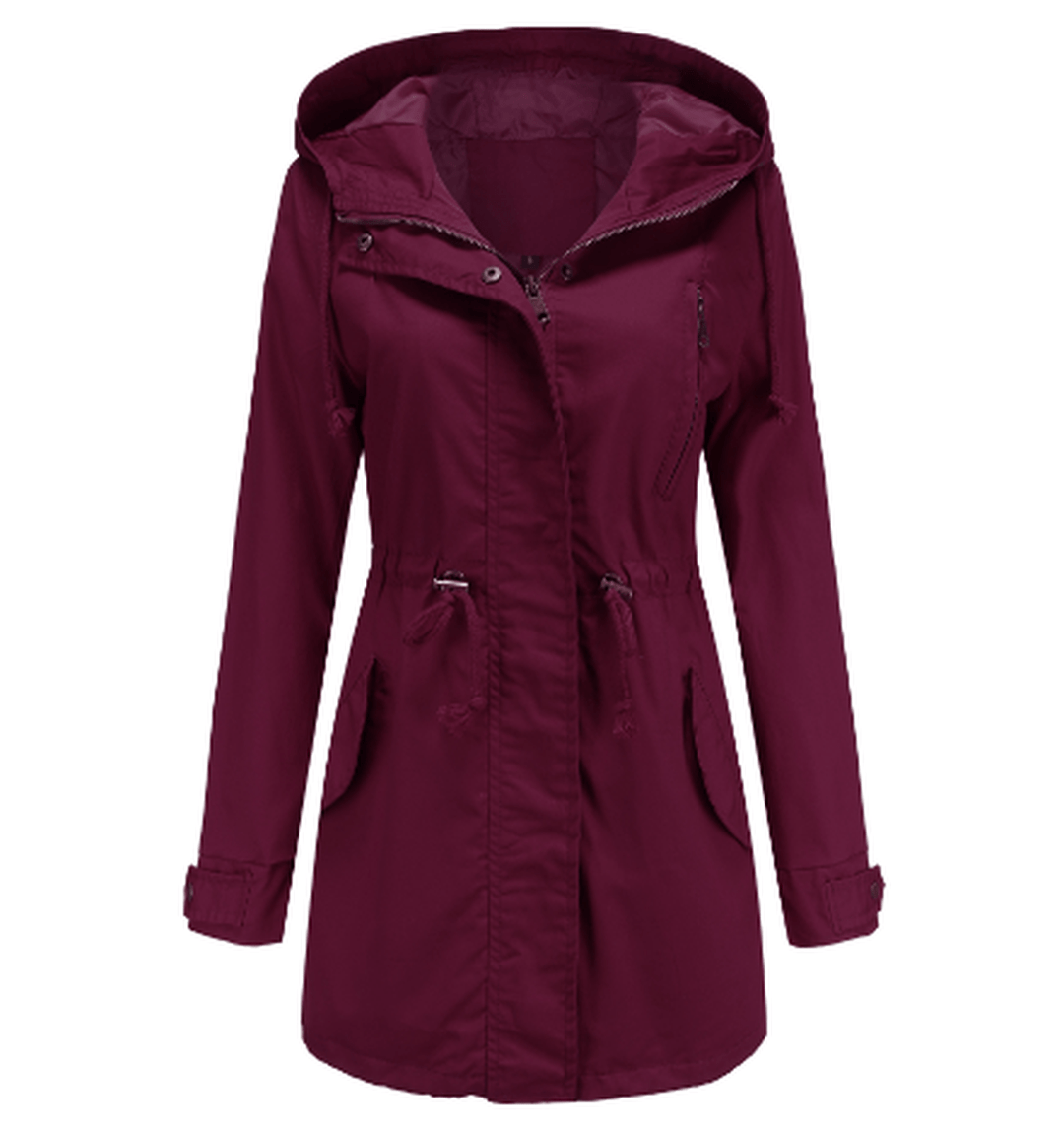 Drune | Damen Winddichte Jacke mit Verstellbarer Kapuze und Taschen