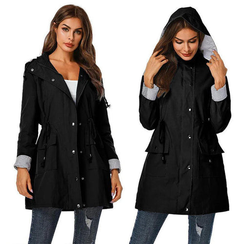 Drune | Damen Winddichte Frühlingsjacke mit Verstellbarem Kapuze