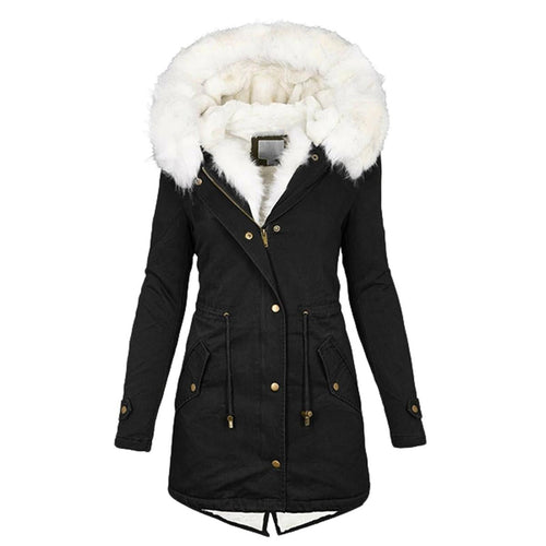 Drune | Damen Winterjacke mit Kapuze und Knopfdetails