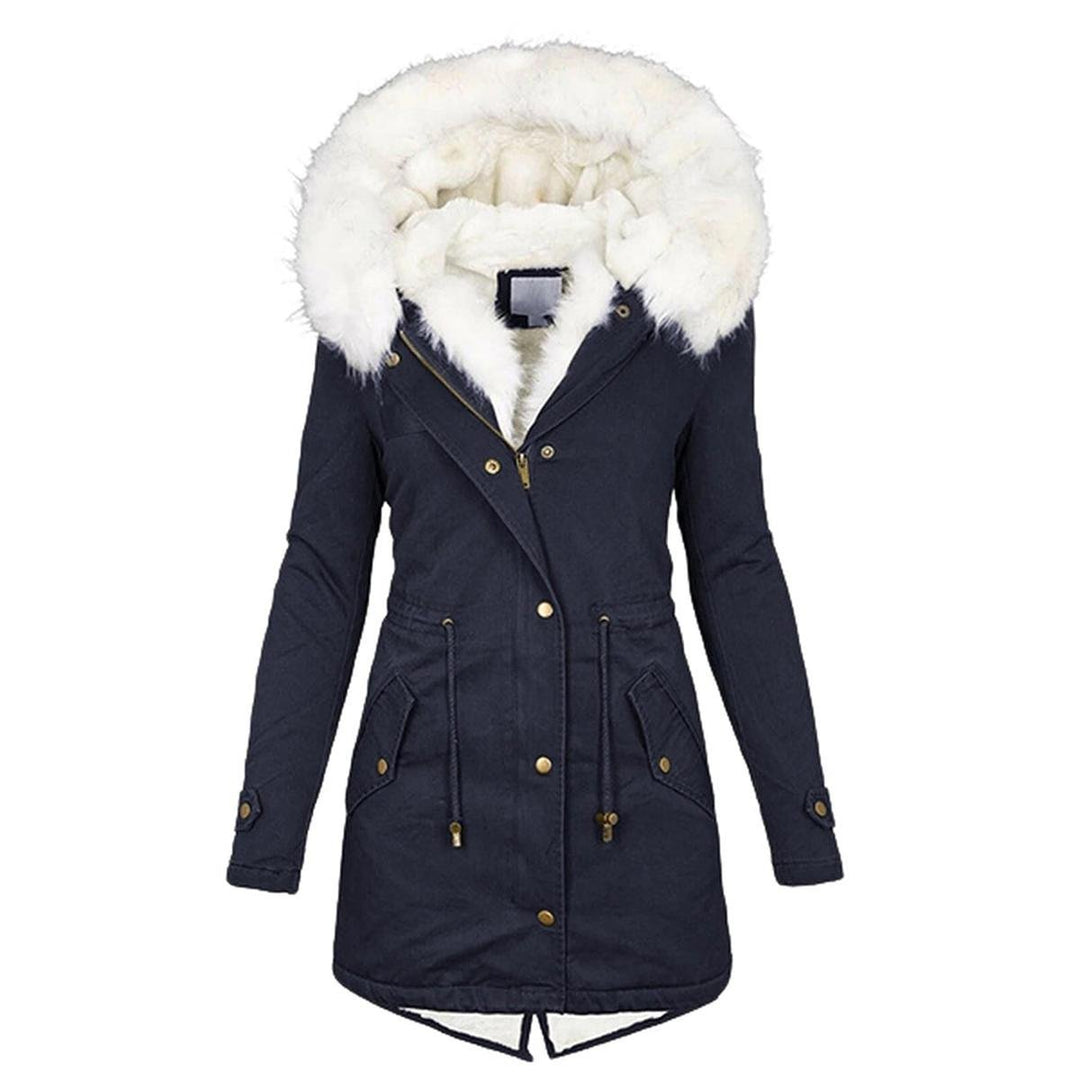 Drune | Damen Winterjacke mit Kapuze und Knopfdetails