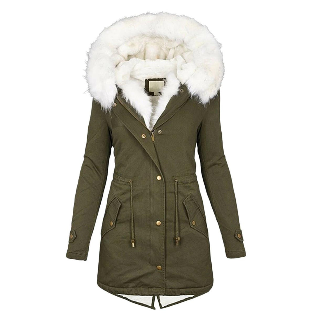 Drune | Damen Winterjacke mit Kapuze und Knopfdetails