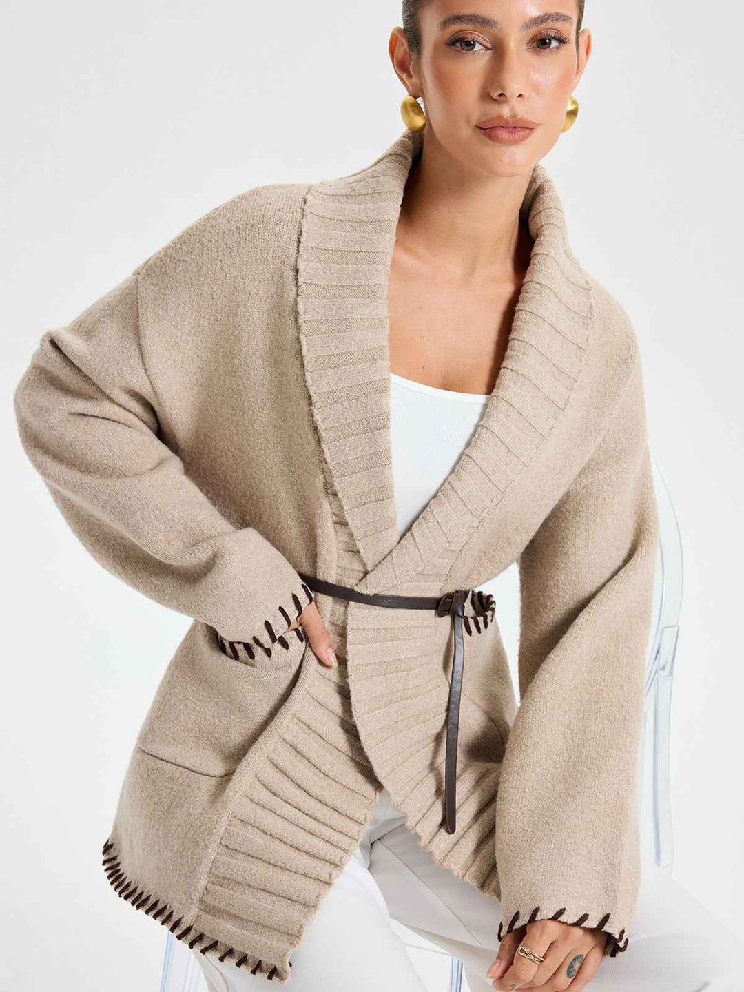Drune | Wintermäntel - Strickoberbekleidung mit Gürtel-Design für Wärme
