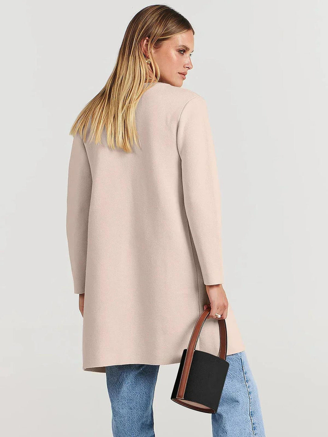 Drune | Wollmischung Knielanger Mantel mit Breitem Revers