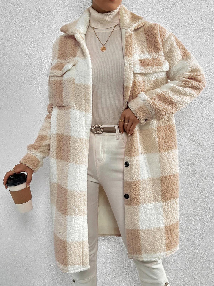 Drune | Wollmischung Karojacke mit Plüschkragen