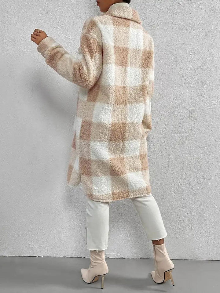 Drune | Wollmischung Karojacke mit Plüschkragen