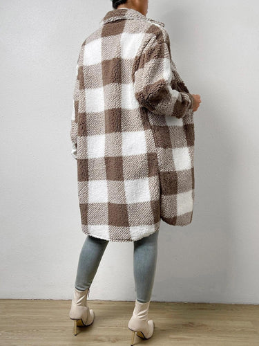 Drune | Wollmischung Karojacke mit Plüschkragen