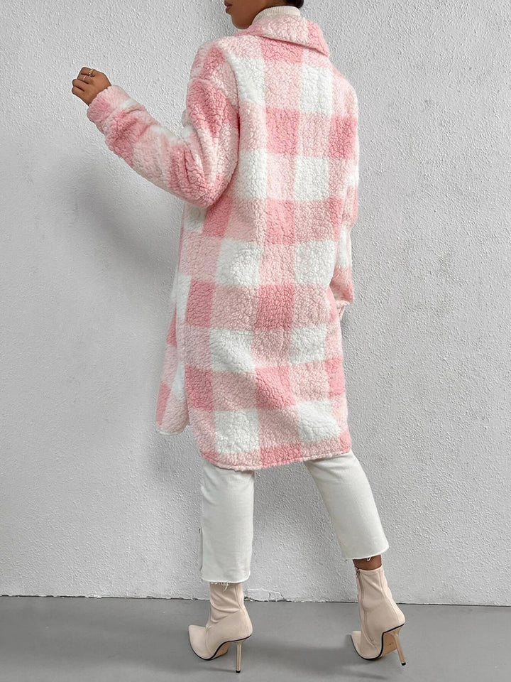Drune | Wollmischung Karojacke mit Plüschkragen