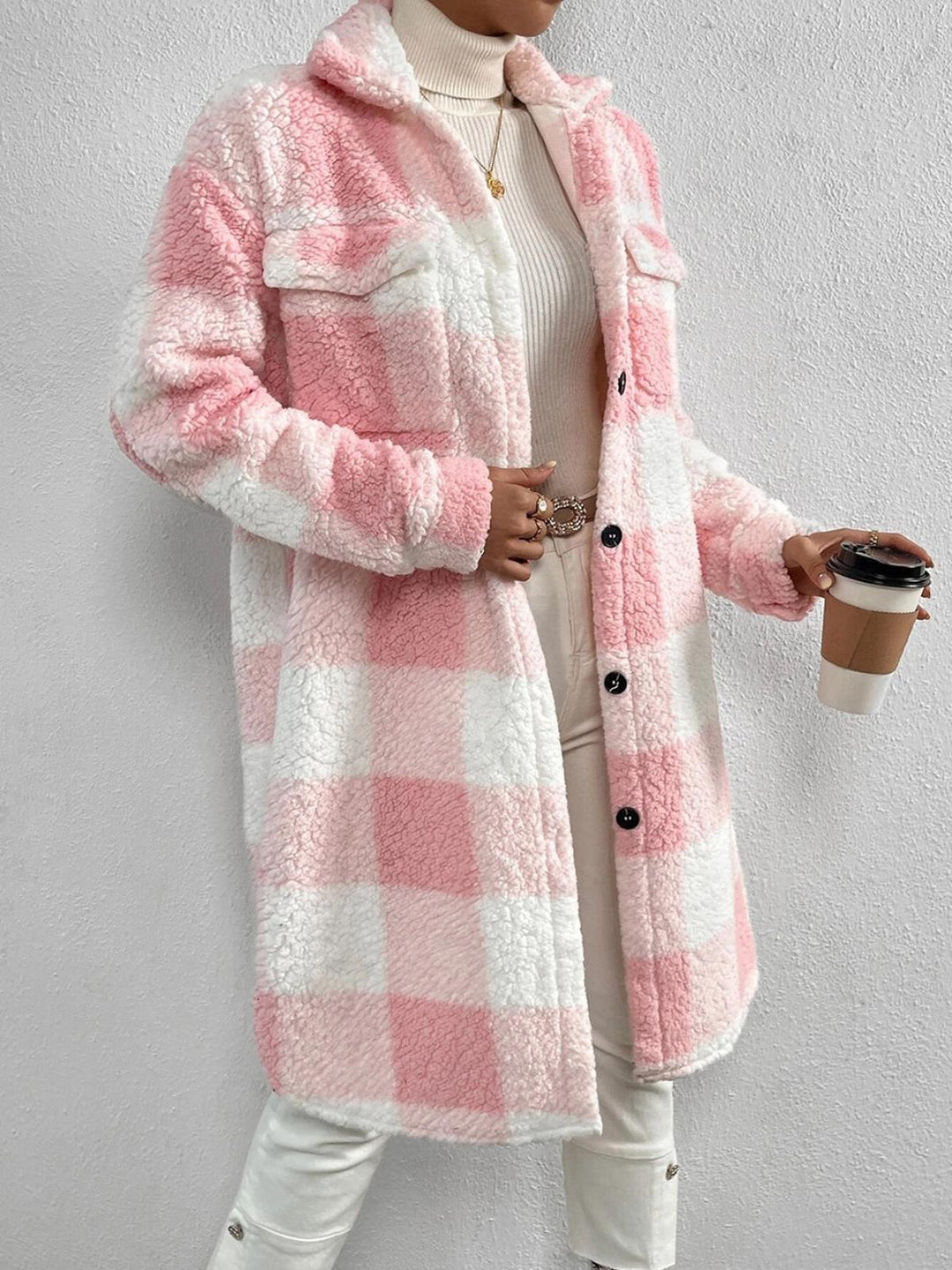 Drune | Wollmischung Karojacke mit Plüschkragen