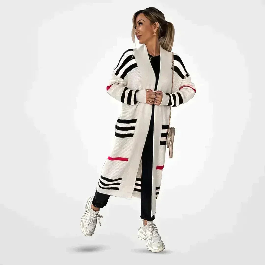Drune | Schöner, Warmer, Gemusterter Langer Strickjacke