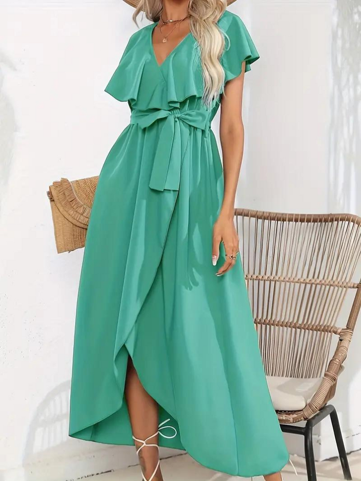 Drune | Fließendes Elegantes V-Ausschnitt Kleid