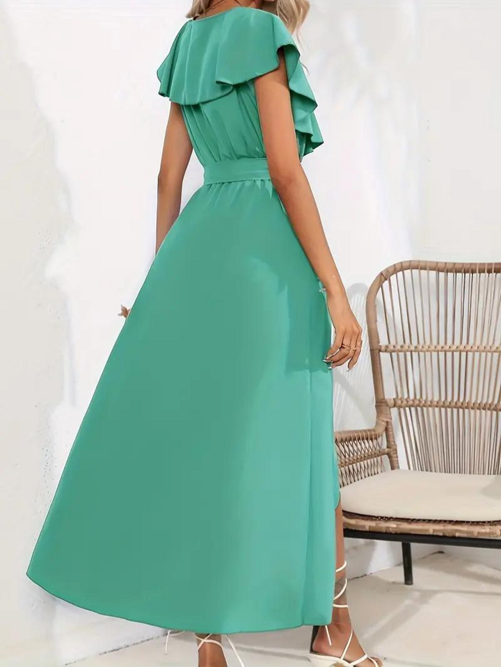 Drune | Fließendes Elegantes V-Ausschnitt Kleid