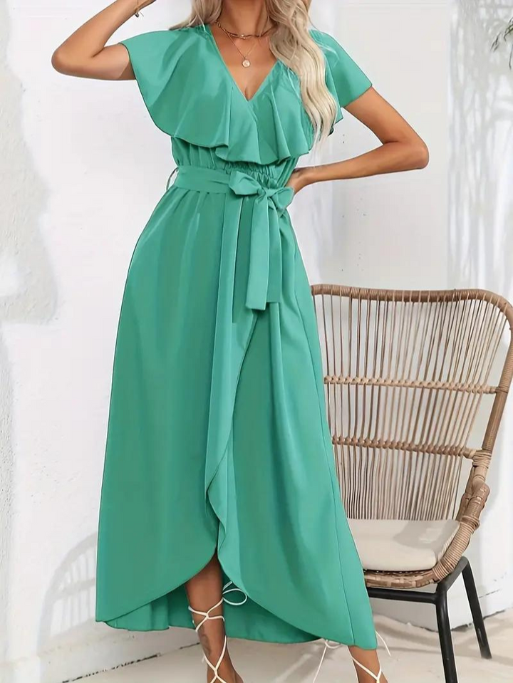 Drune | Fließendes Elegantes V-Ausschnitt Kleid