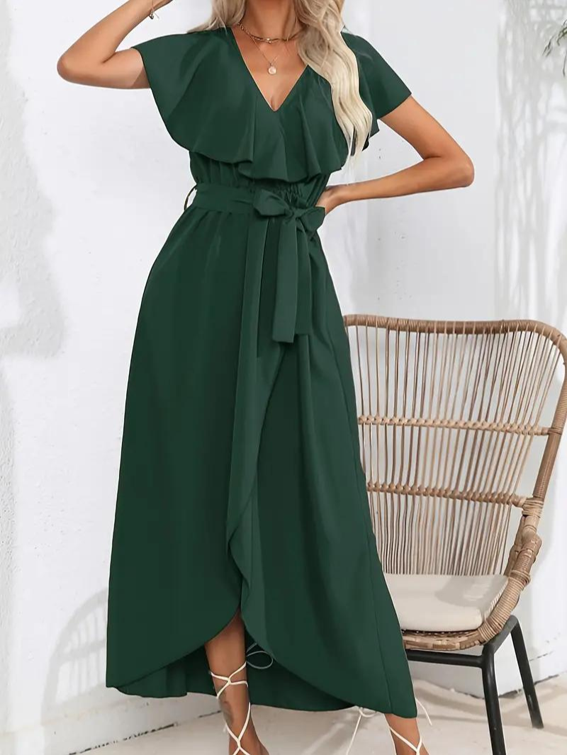 Drune | Fließendes Elegantes V-Ausschnitt Kleid