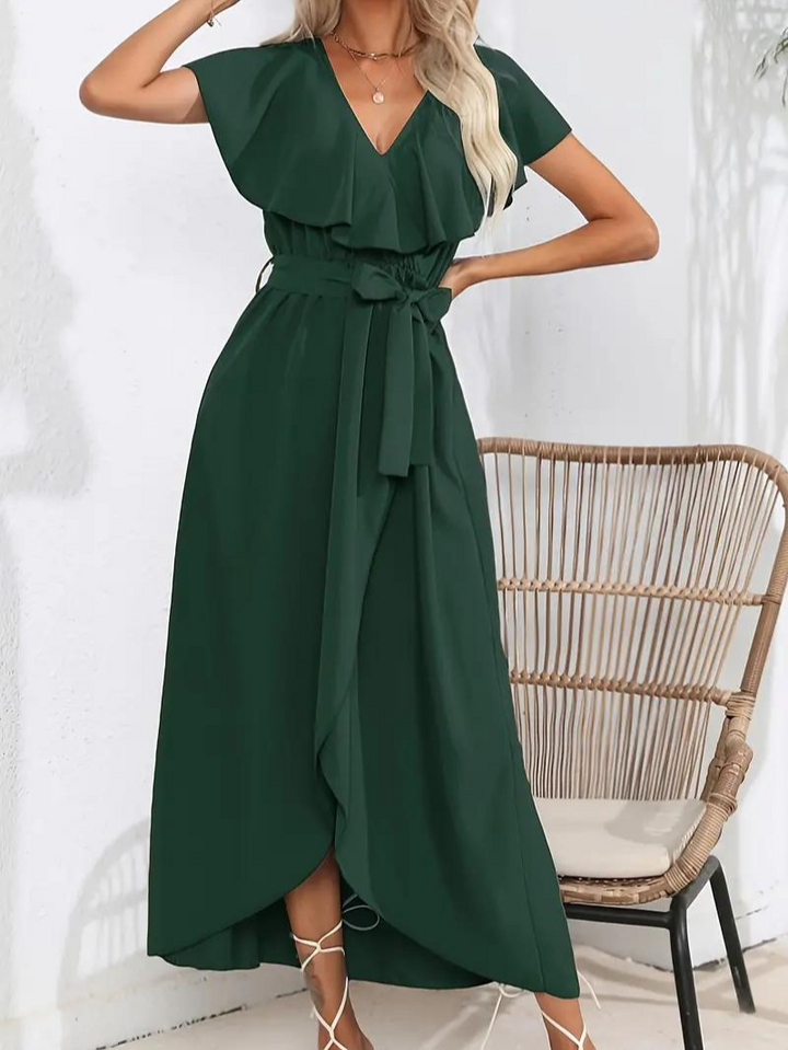 Drune | Fließendes Elegantes V-Ausschnitt Kleid