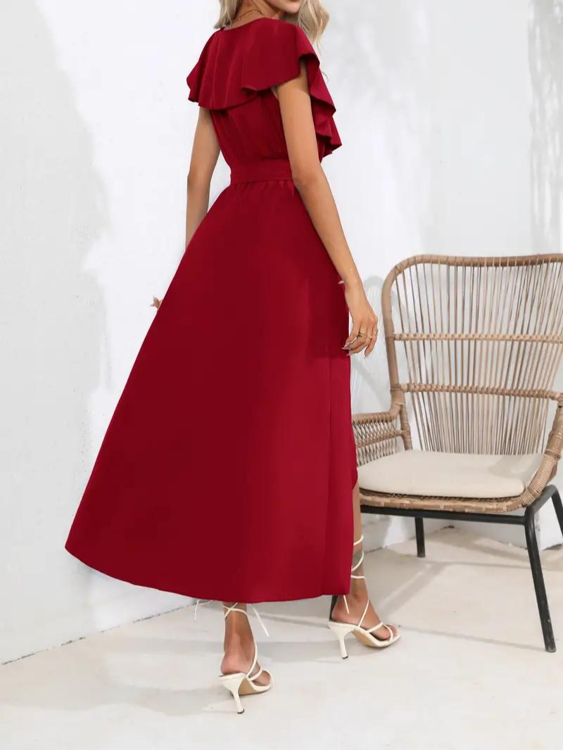 Drune | Fließendes Elegantes V-Ausschnitt Kleid