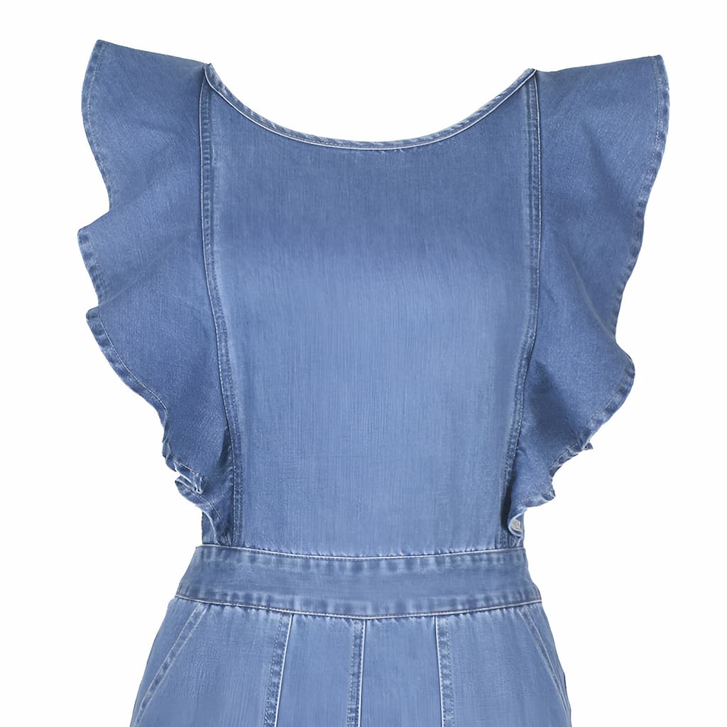 Drune | Denim Jumpsuit mit Rüschen
