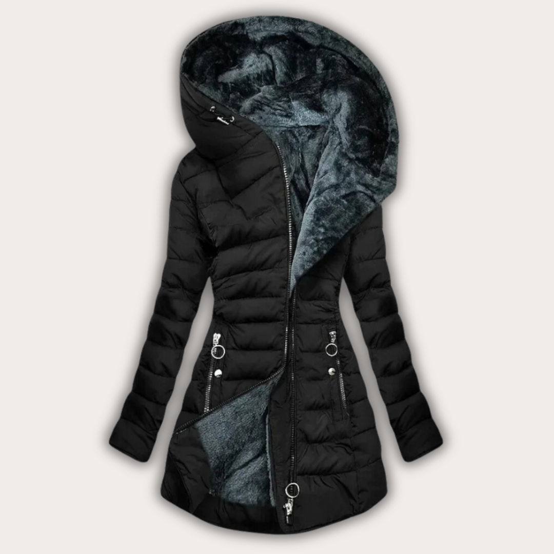 Drune | Warme Daunenjacke mit Pelzkapuze für Damen