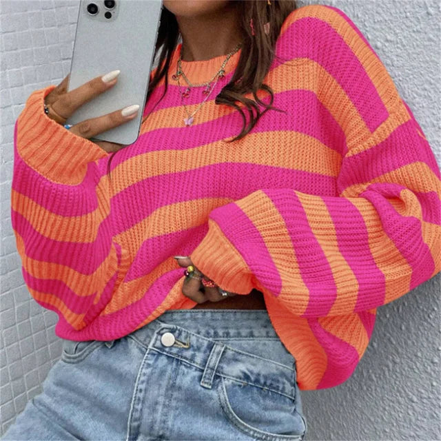 Drune | Schicke Herbstgestreifte Pullover mit Perfektem Schnitt für Frauen