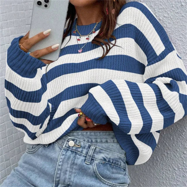 Drune | Schicke Herbstgestreifte Pullover mit Perfektem Schnitt für Frauen