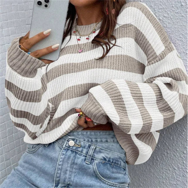 Drune | Schicke Herbstgestreifte Pullover mit Perfektem Schnitt für Frauen