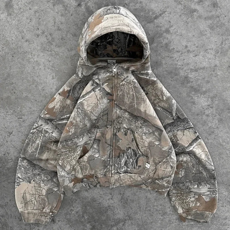 Drune | Retro Unisex Hoodie mit Camouflage-Muster
