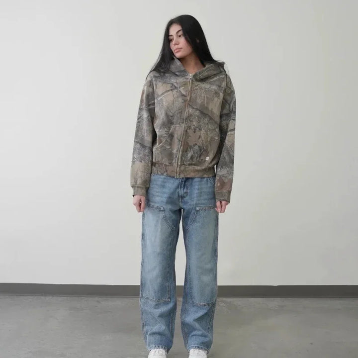 Drune | Retro Unisex Hoodie mit Camouflage-Muster