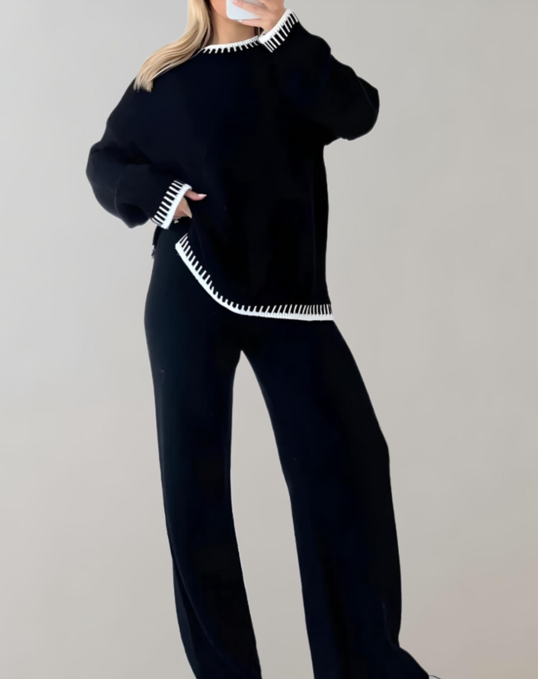 Drune | Zweiteiliges Set mit gestricktem Oberteil und weiter Hose