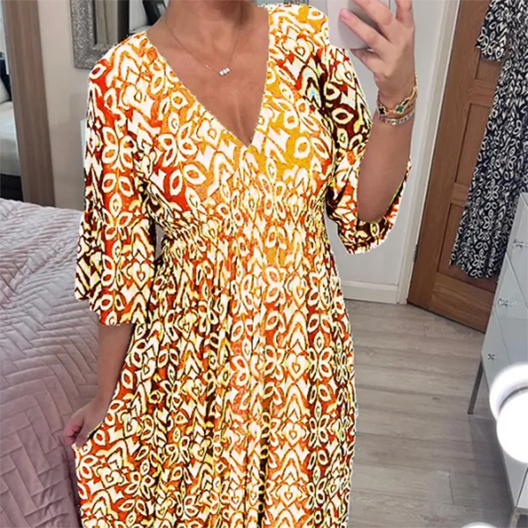 Drune | Ungezwungenes V-Ausschnitt Maxikleid