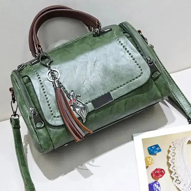 Drune – Damen-Schultertasche mit Quasten-Dekor: großes Fassungsvermögen, modisches Design