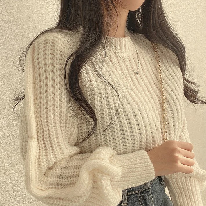 Drune | Bequeme Damen Cropped Pullover mit Langen Ärmeln