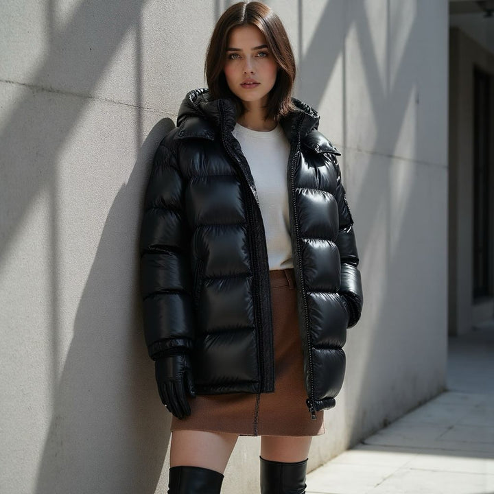 Drune | Damen Wattierte Pufferjacke mit Kapuze und Reißverschluss