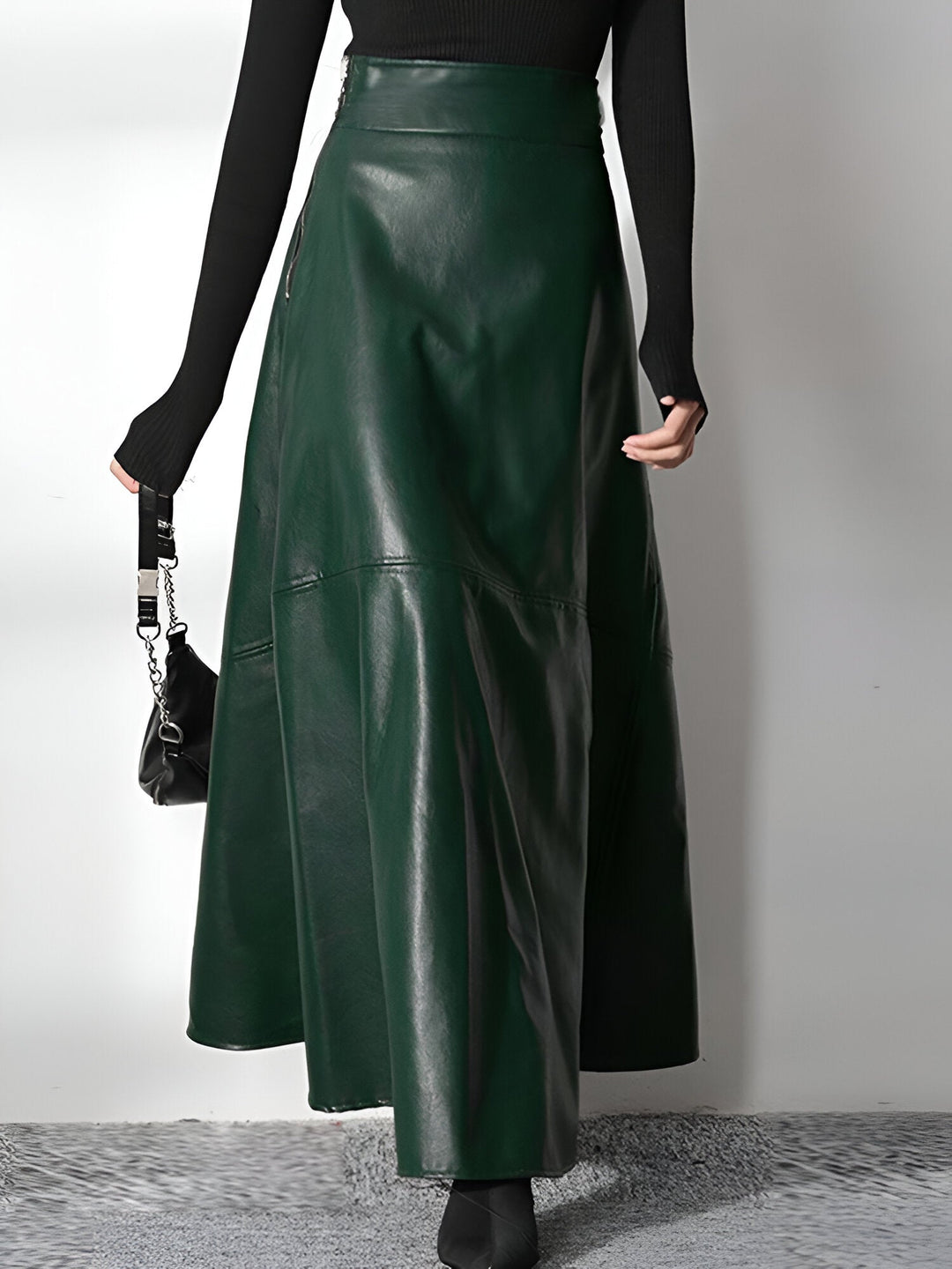 Drune | Eleganter PU-Leder Maxi-Rock